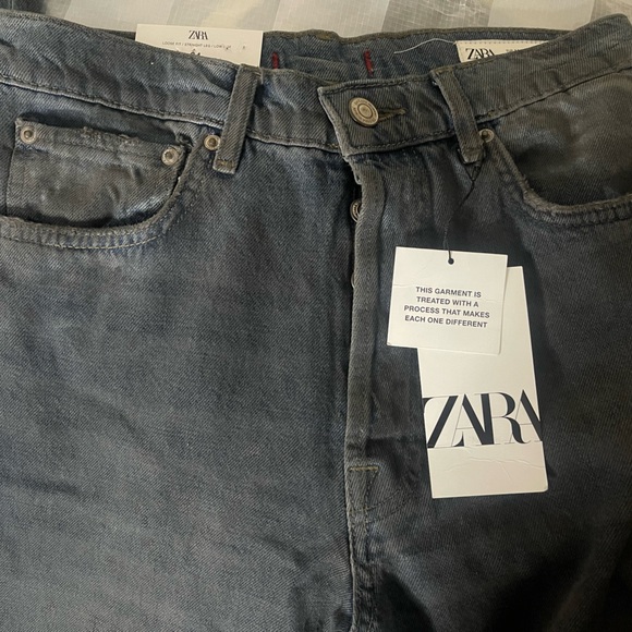 NWT ZARA SIGNATURE DENIM THE LOOSE FIT IN DISTRESSED RESIN STRAIGHT LEG EU34/US2 - Picture 5 of 15